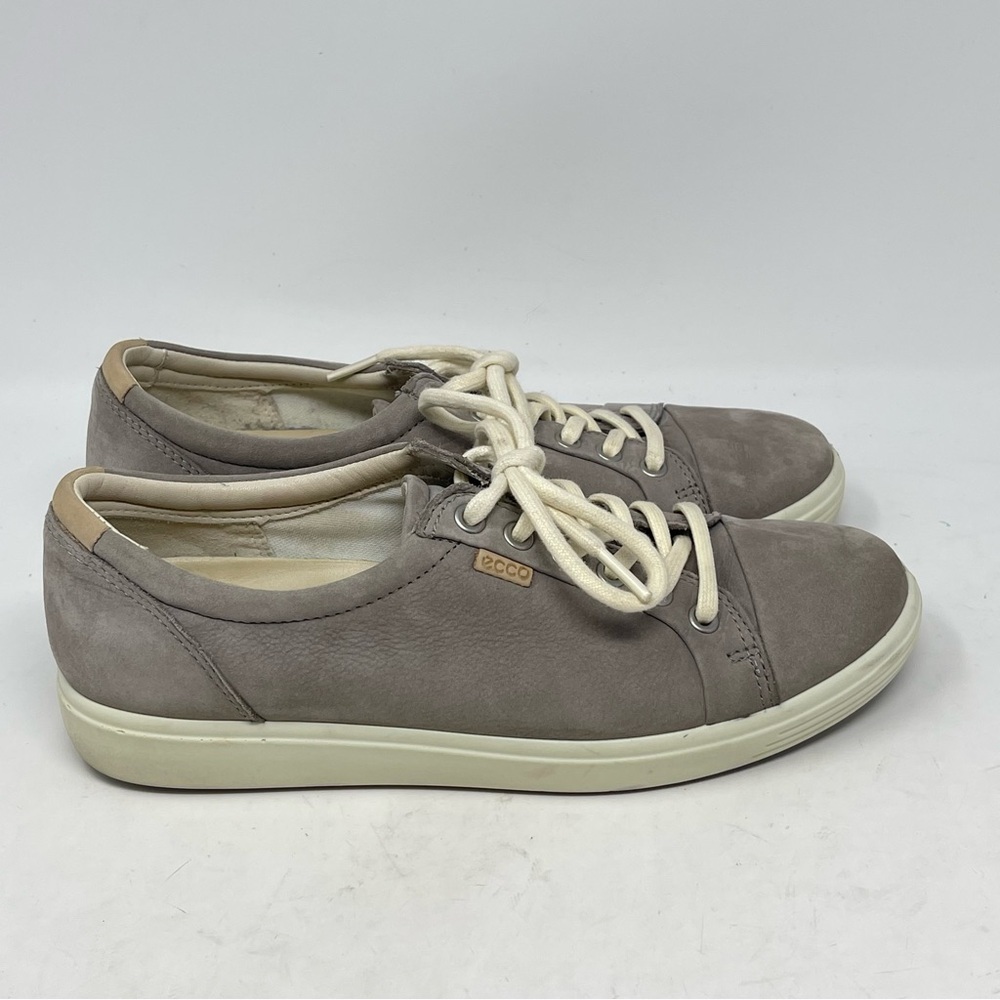 Ecco Soft 7 Sneakers Womens 9 EU 40 Gray Nubuck Leather Casual Comfort Shoes